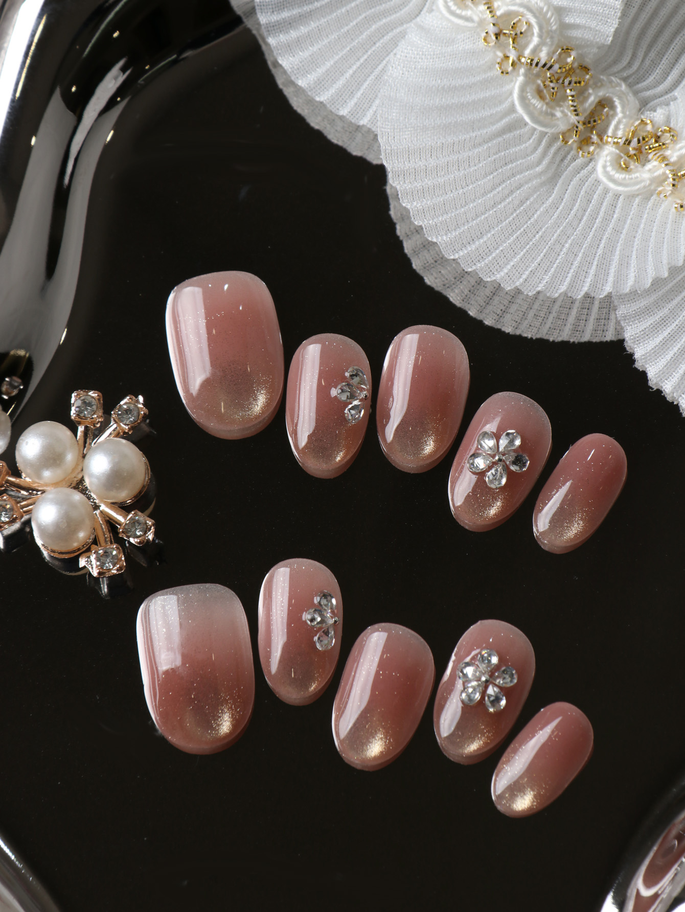 10Pcs Press on Nails Short Cat - Pressed Flower Art review and price