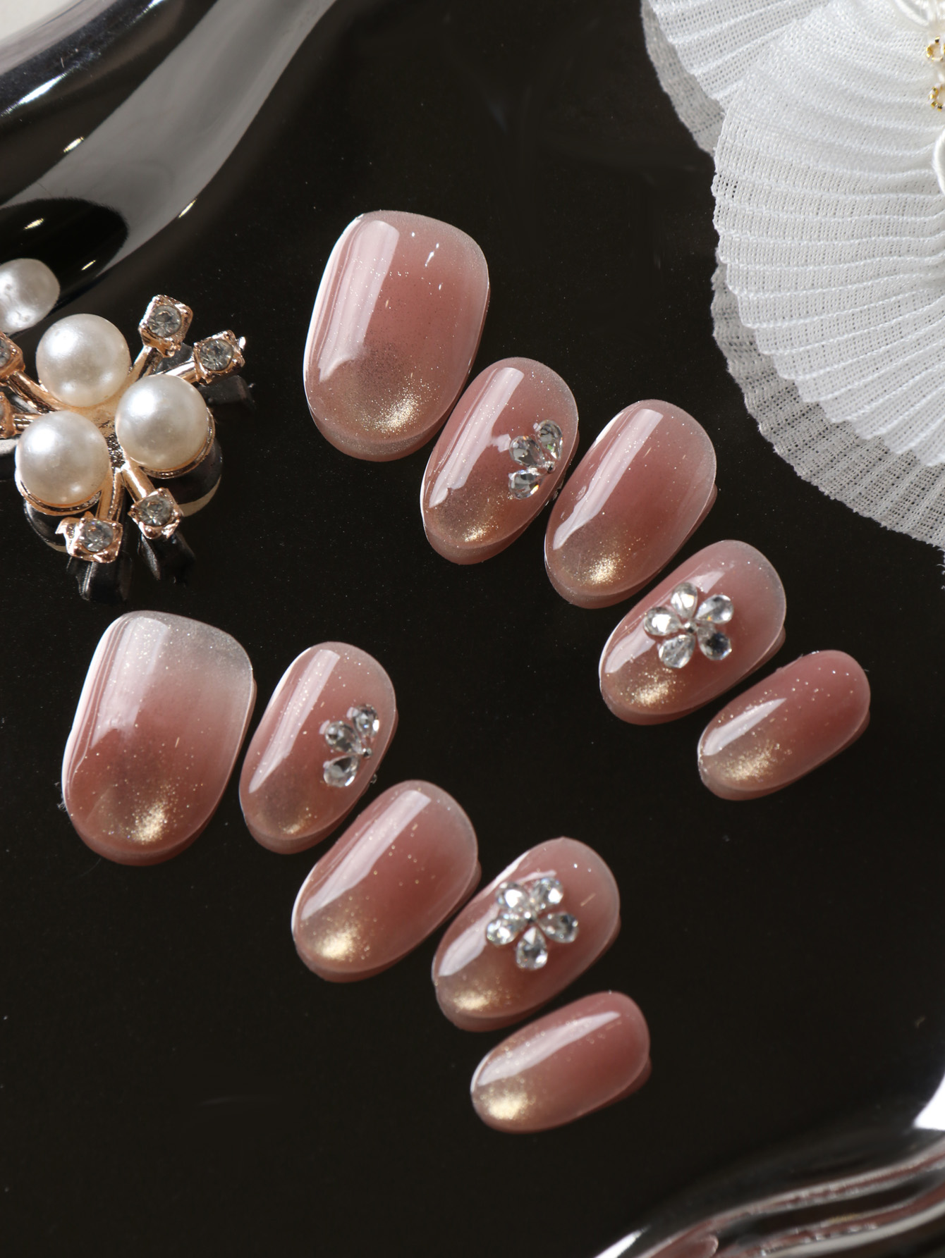 10Pcs Press on Nails Short Cat - Pressed Flower Art review and price